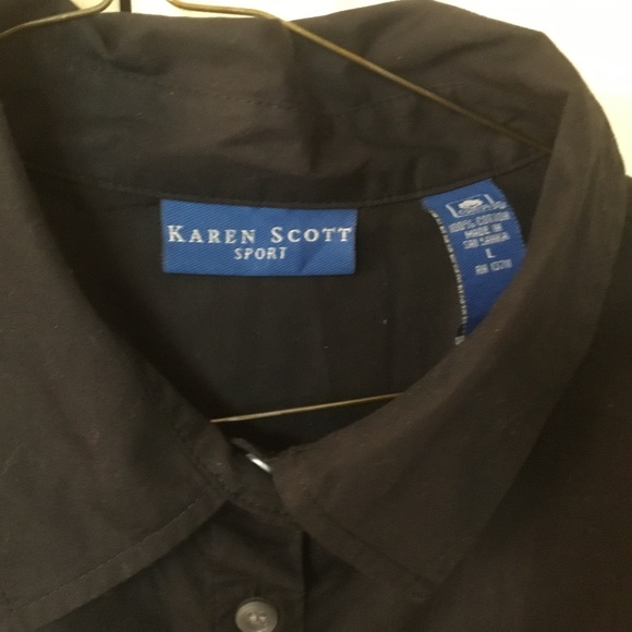 Karen Scott Sport Sleeveless Blouse Black - Picture 2 of 2